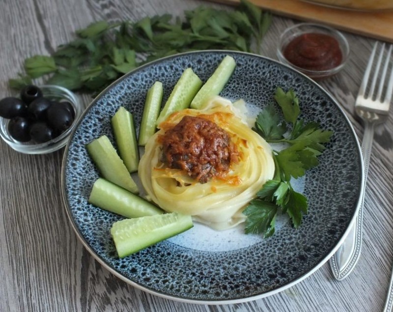 Рецепты С Макаронами Гнездами На Сковороде