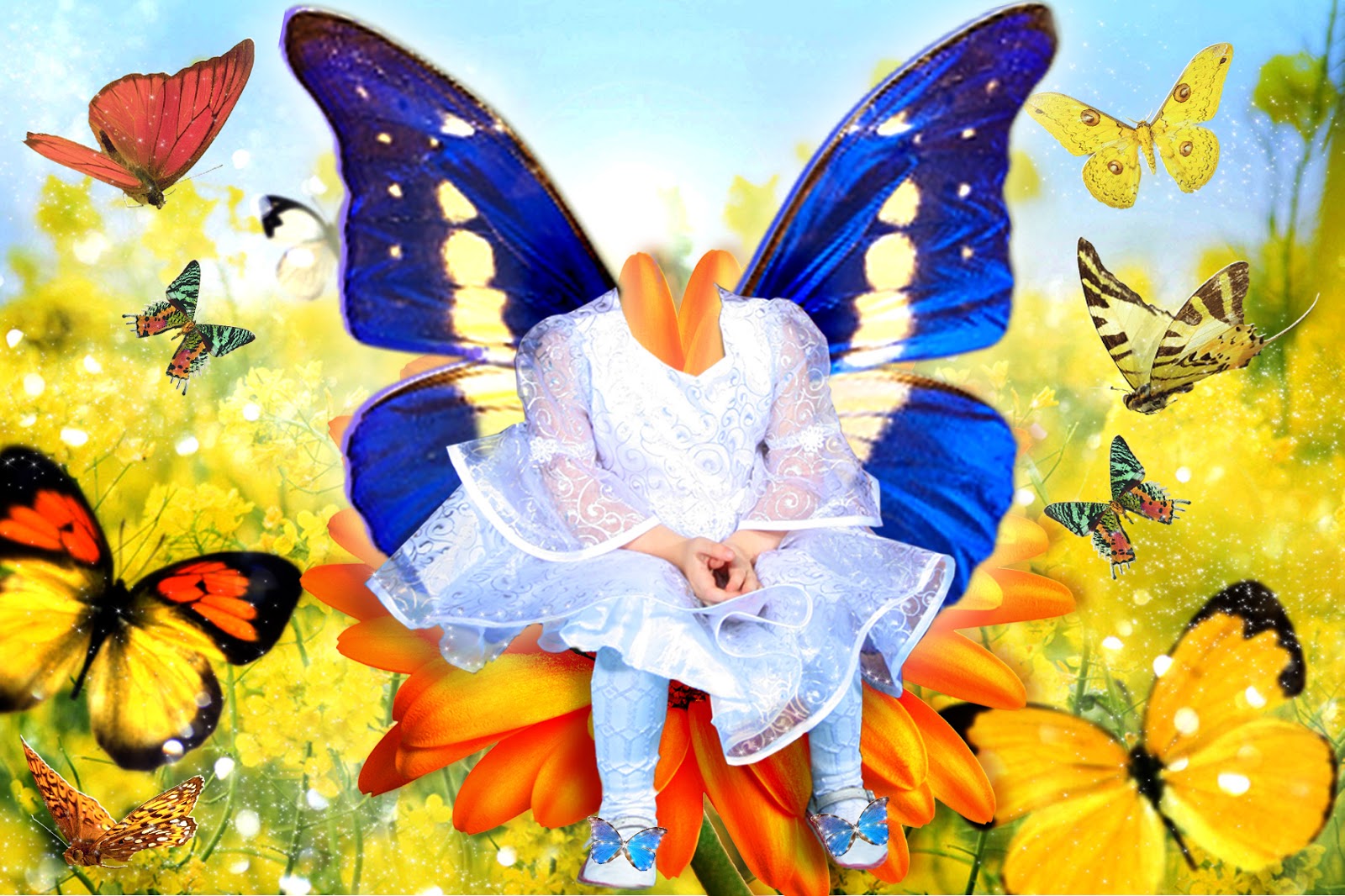 Девочка и бабочка открытка