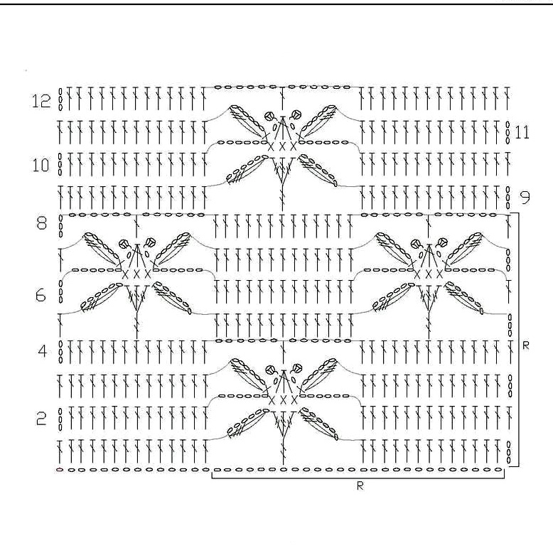 Узор бабочки крючком схема