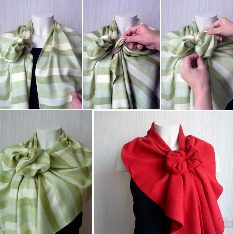 Как красиво завязать шарф или платок на платье