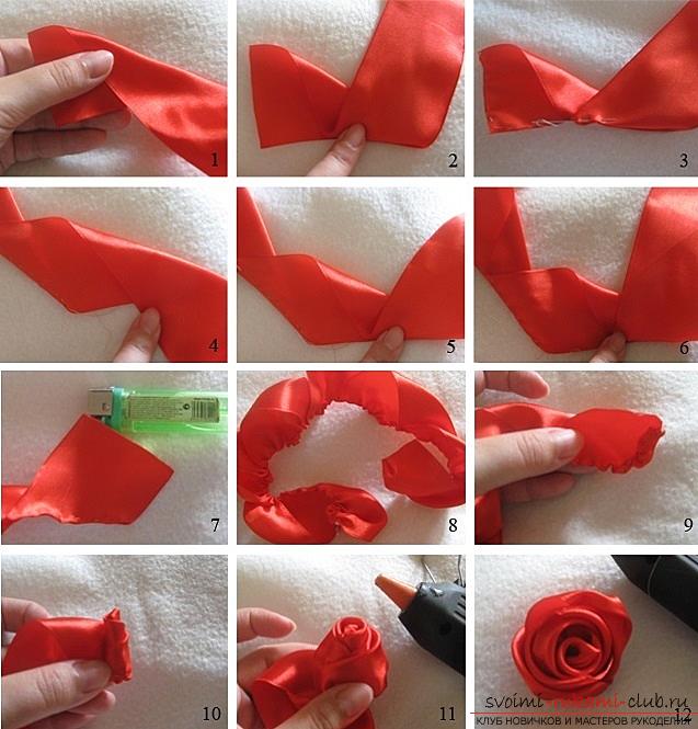 Как сделать цветы из атласных лент своими руками
