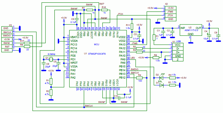 Программатор st link v2 схема подключения