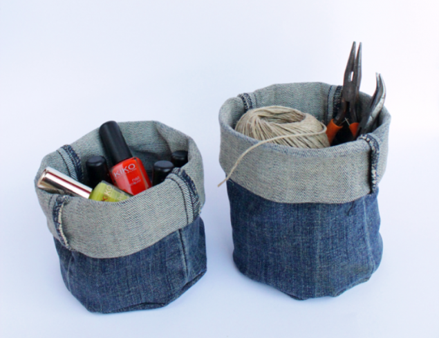 Проще и быть не может! Красивая КОРЗИНА из старых джинсов - Beautiful BASKET out of old jeans