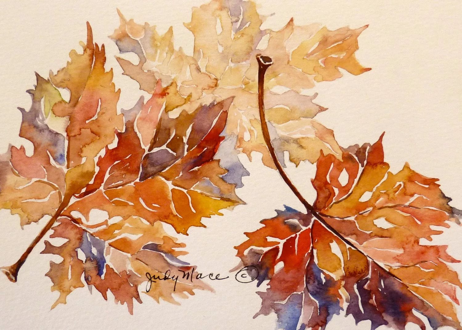 Рисование акварелью осенних листьев