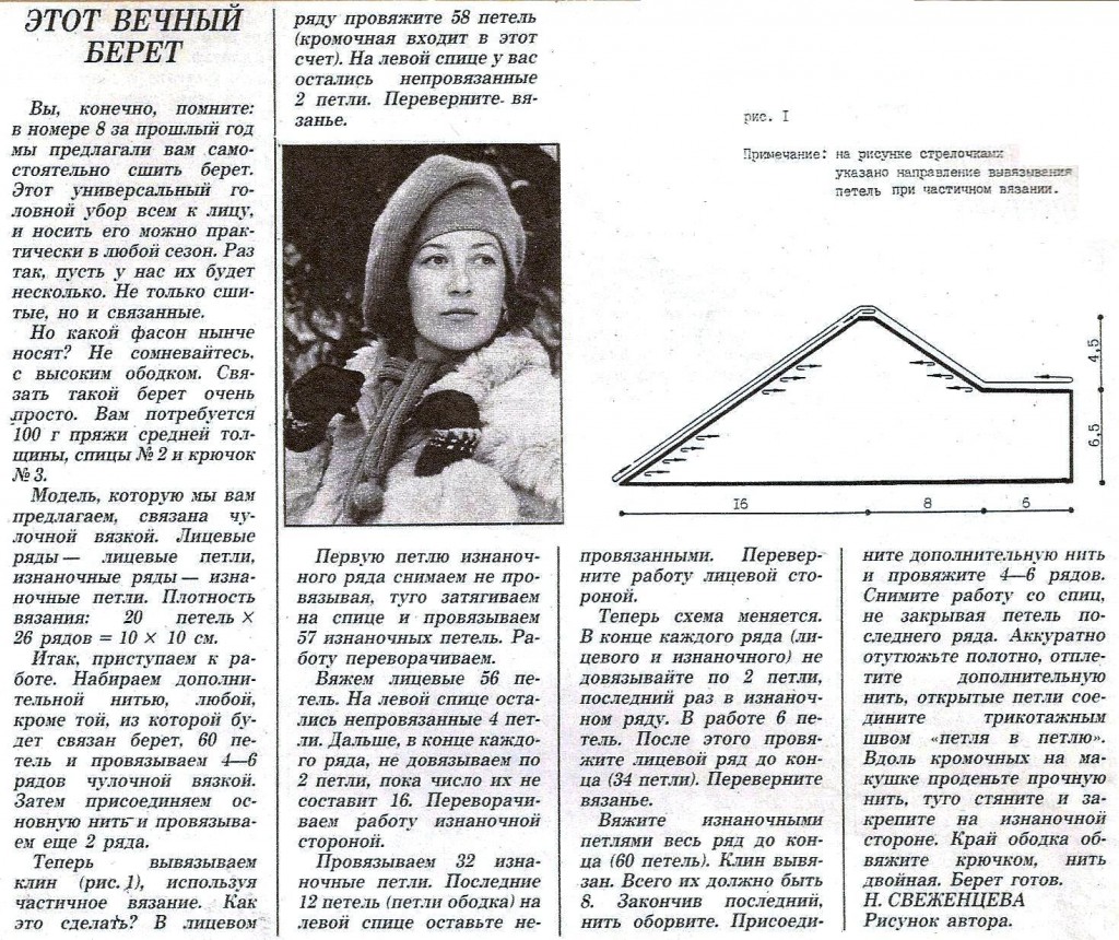 Сколько петель берет. Схема вязания берета укороченными рядами спицами. Берет укороченными рядами спицами схема. Схема вязания женского берета спицами. Берет спицами схема и описание.