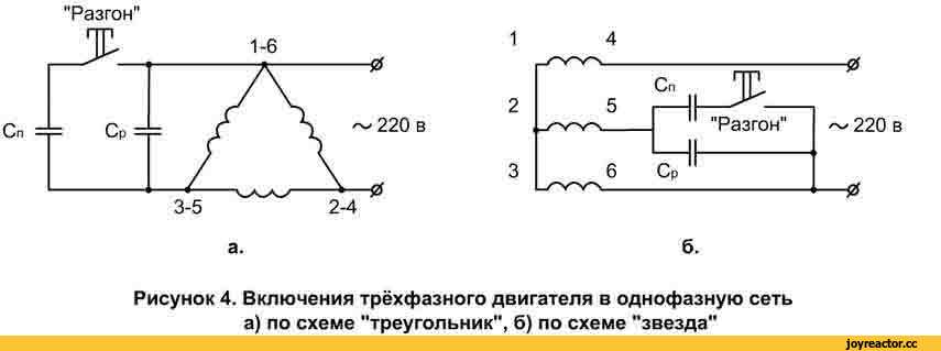 Соединение трехфазного двигателя