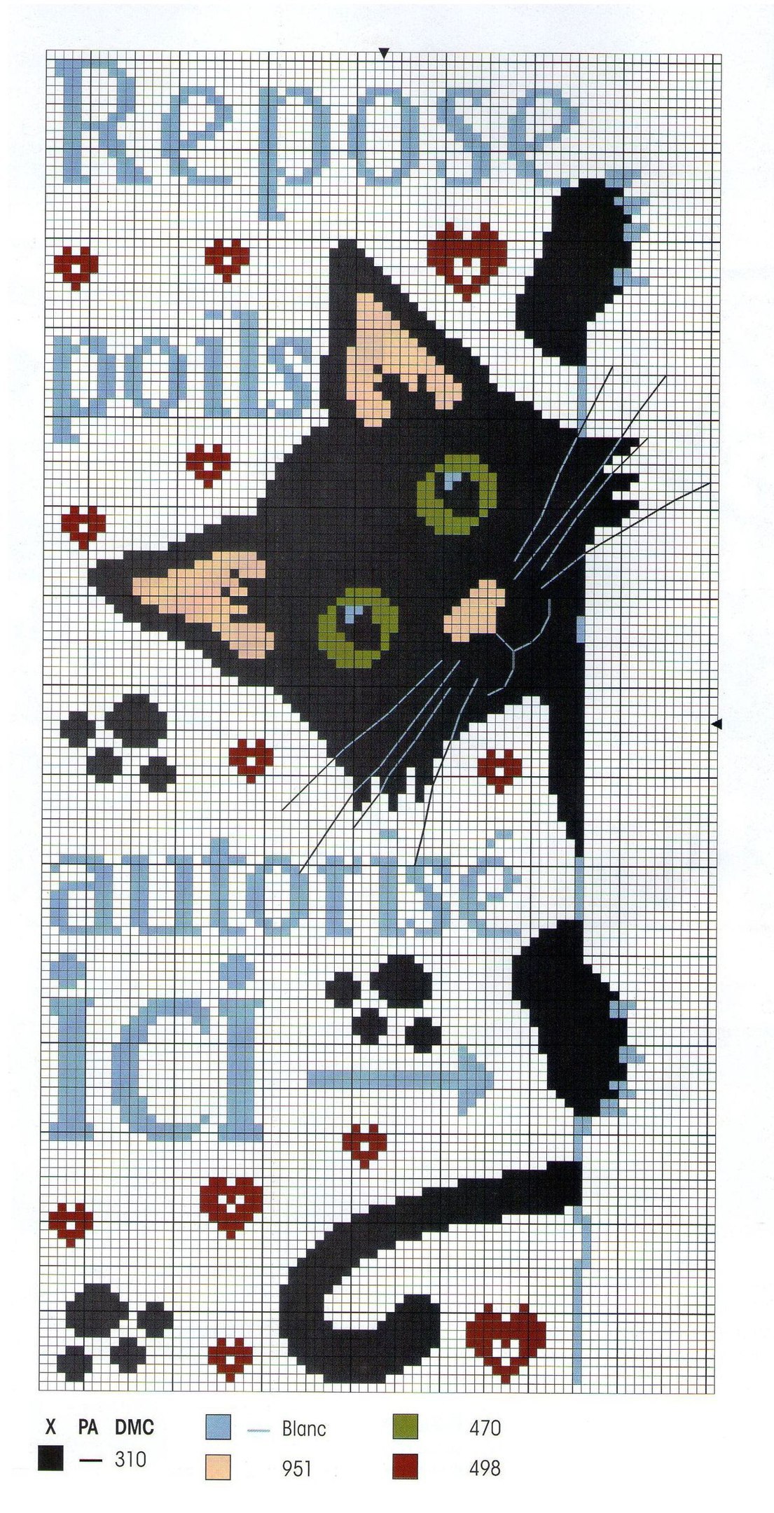 Котик закладка вышивка