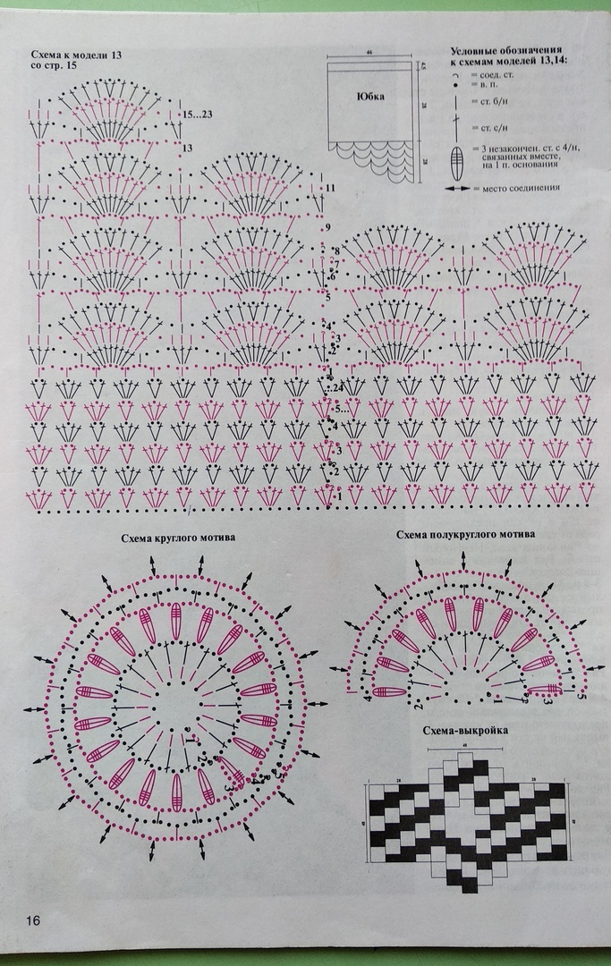 Веера крючком схемы