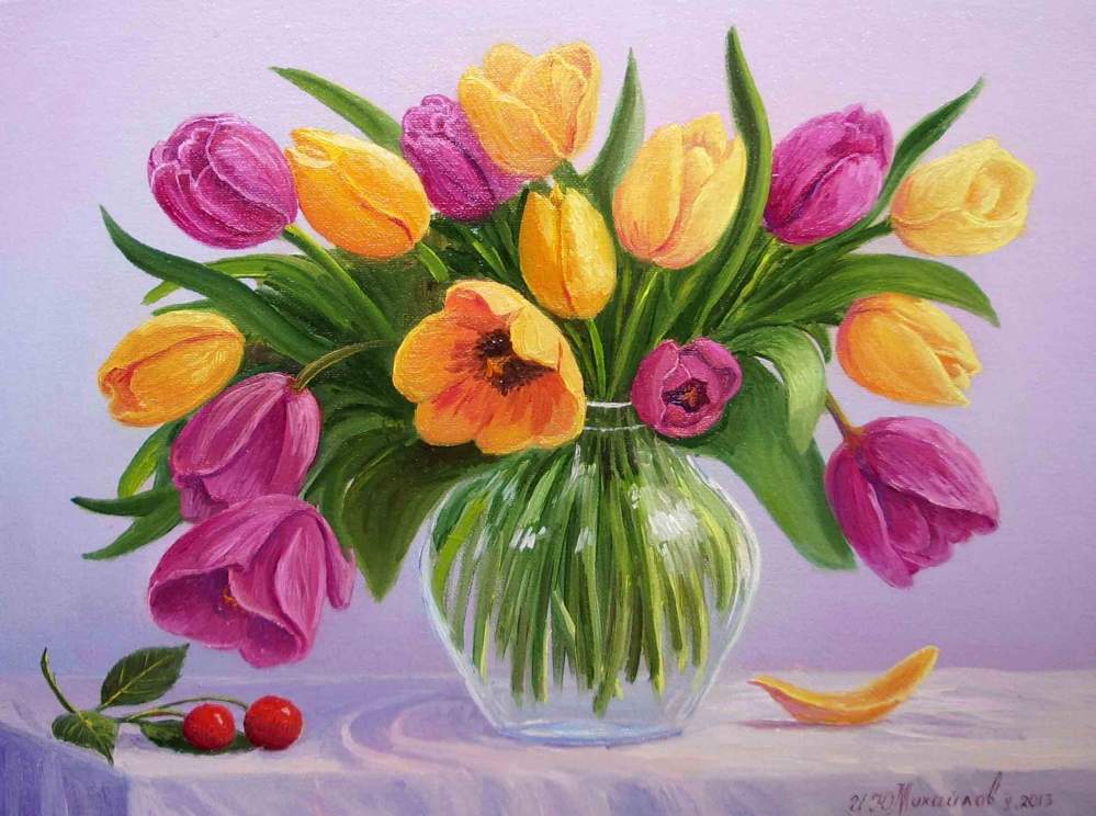 Рисуем весенний букет. Тюльпаны живопись. Весенний букет живопись. Натюрморт ваза с цветами. Цветы гуашью.