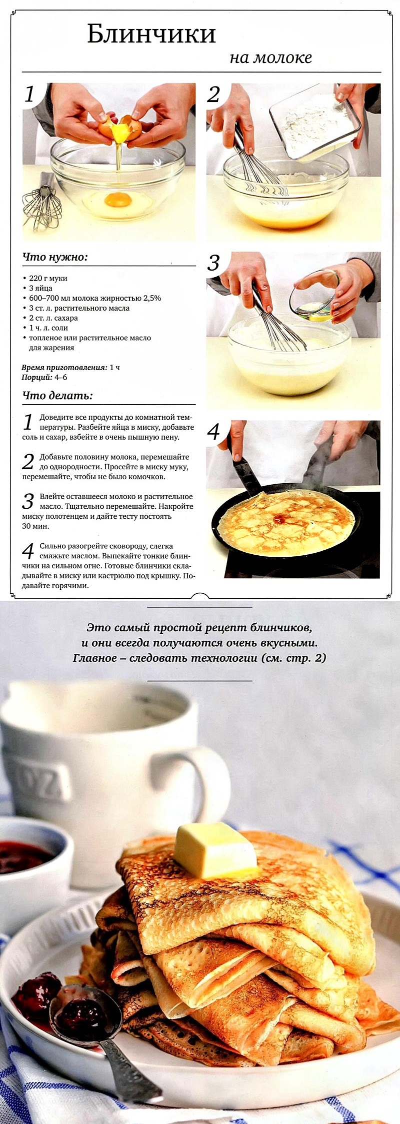 Рецепт блинов на молоке