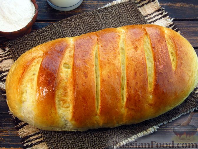 Рецепт: Домашний хлеб-батон на молоке и сливочном масле на RussianFood ...
