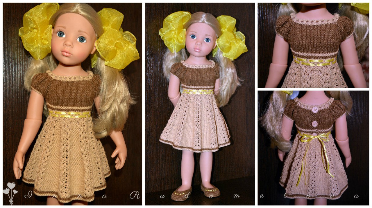 Платье для куклы спицами для начинающих. Вязаные платья для кукол. Вязаное платьице для куколки. Вязаное платье для куклы мастер класс.