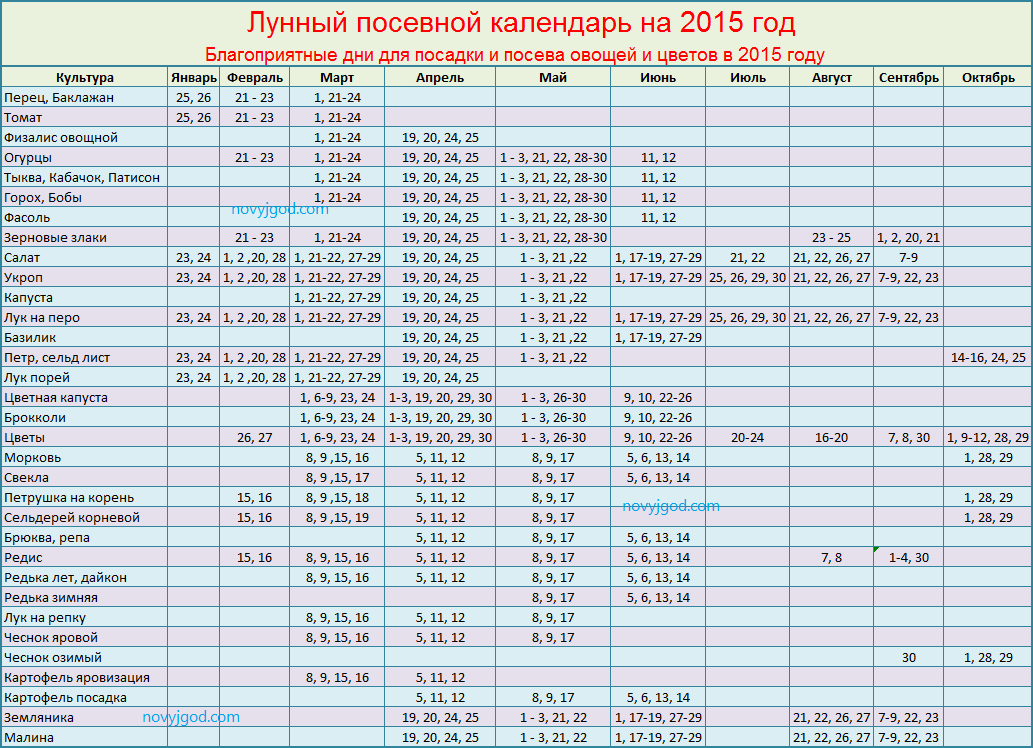 Благоприятные дни для посева овощей