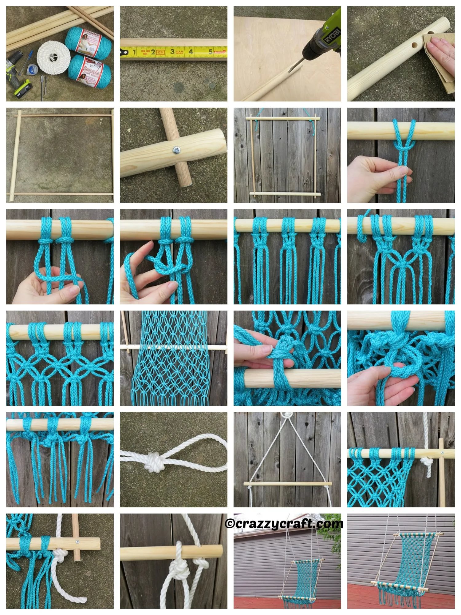 схемы плетения гамака из веревок