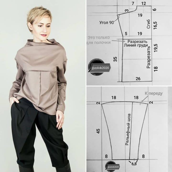 Выкройка стильного свитшота 🔹шитье, выкройка, шью сама, свитшот, схем ...