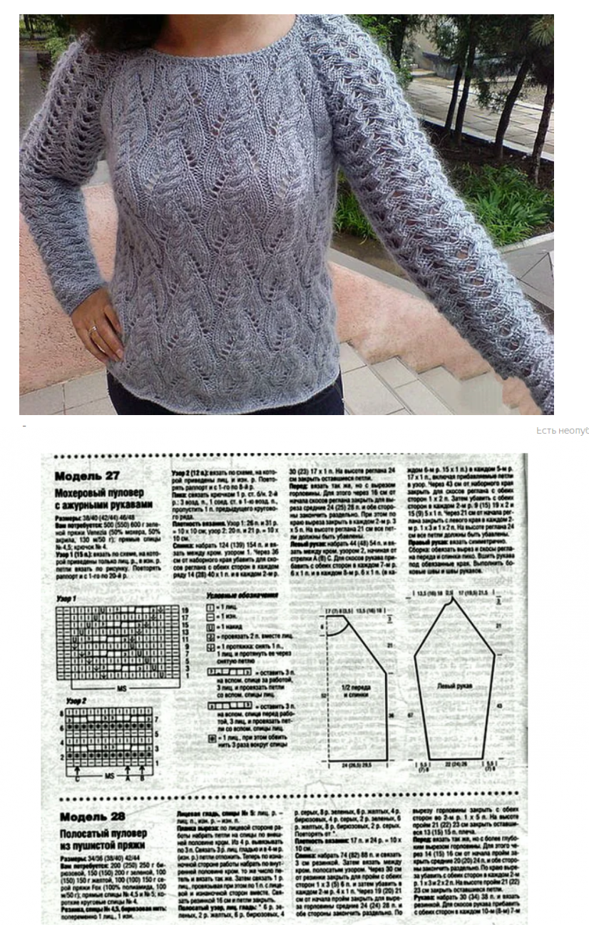 Ажурный свитер из мохера спицами схемы
