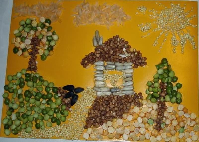 Поделки из крупы и макарон