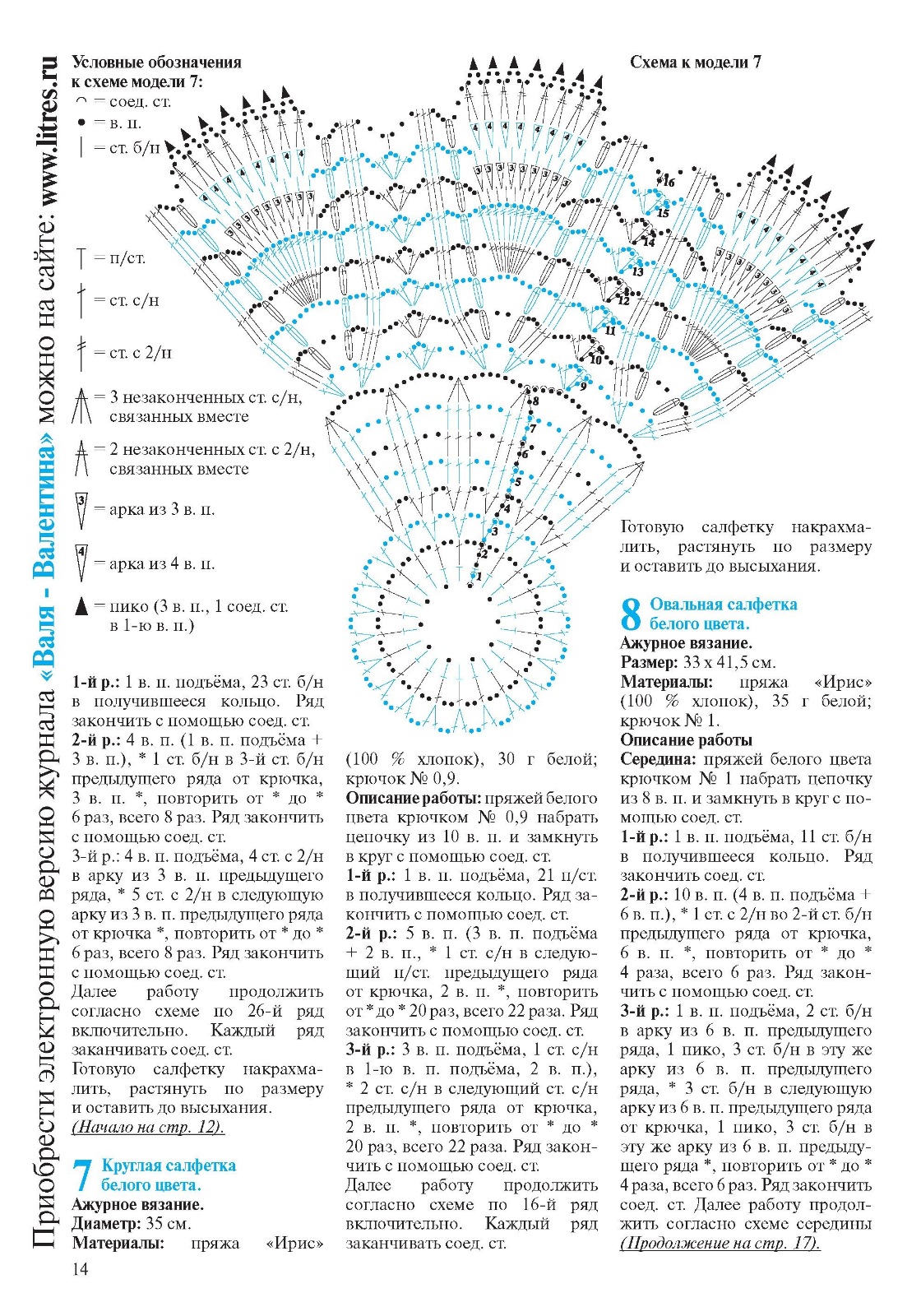 Журнал валя валентина вязание крючком схемы салфеток