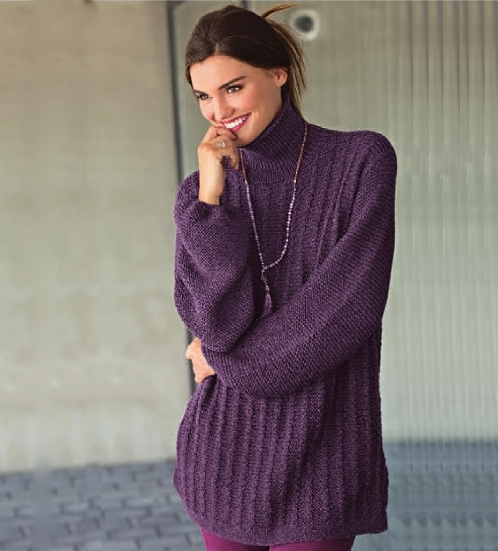 Вязаный пуловер спицами для женщин