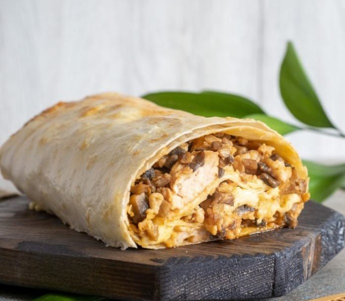 Лаваш с грибами и сыром