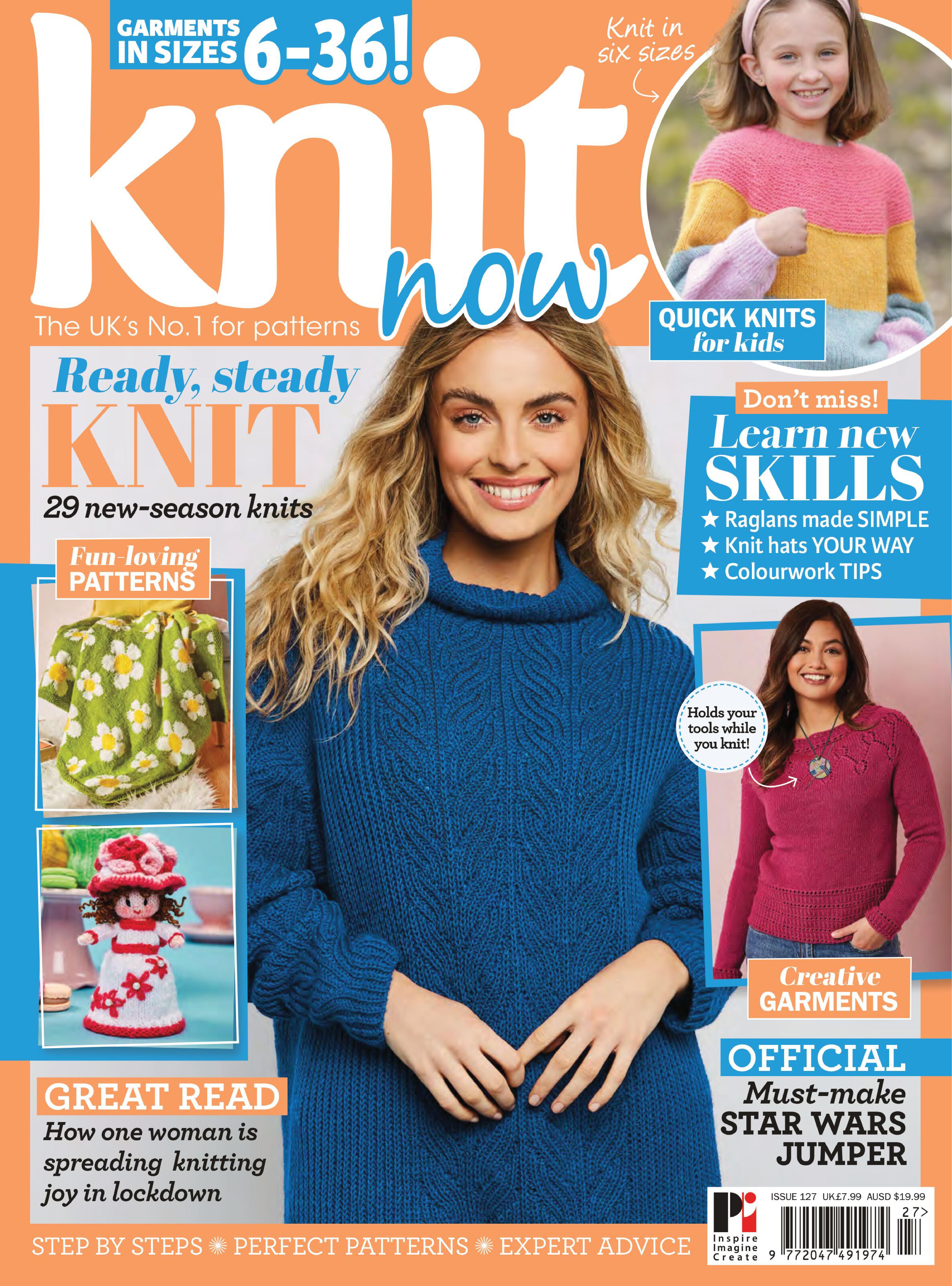 Now magazine. Issue 127. Knit Now, Issue 1, October 2011. Knit Now Issue 54 November 2015. Knit Now, Issue 67, December 2016.