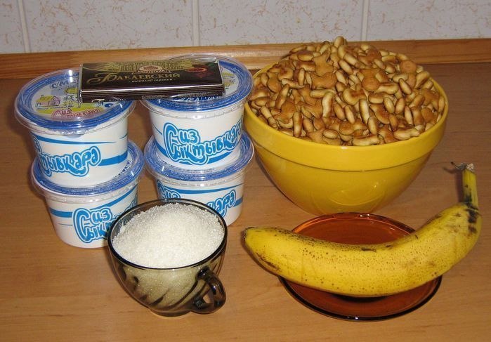 Торт из печенья рыбки с киви без выпечки