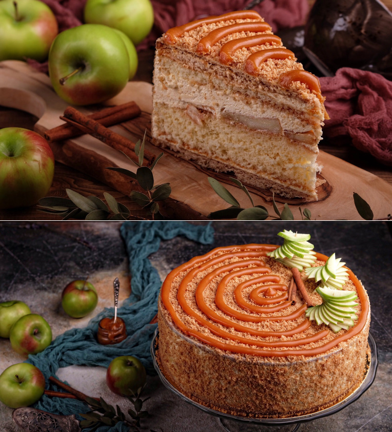Яблочный торт с карамелью