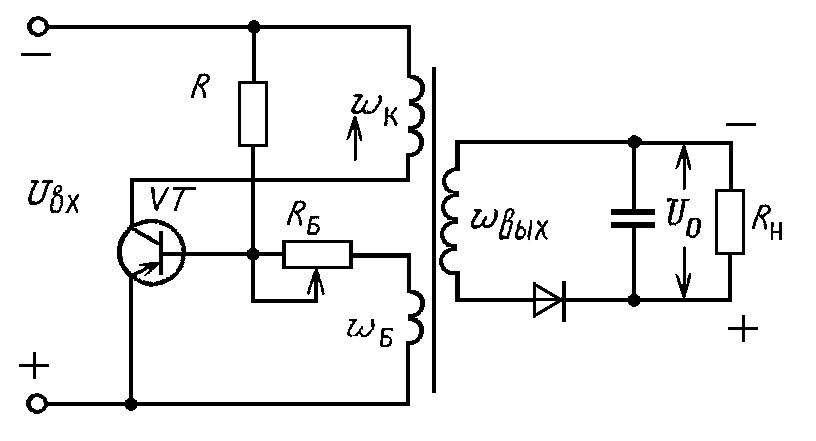 Схема однотактного генератора электрических колебаний на транзисторе