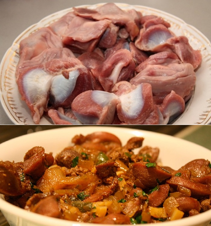 Приготовление куриных желудков