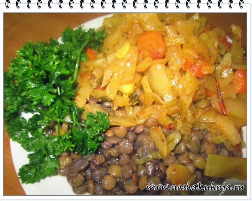 Чечевица с колбасками