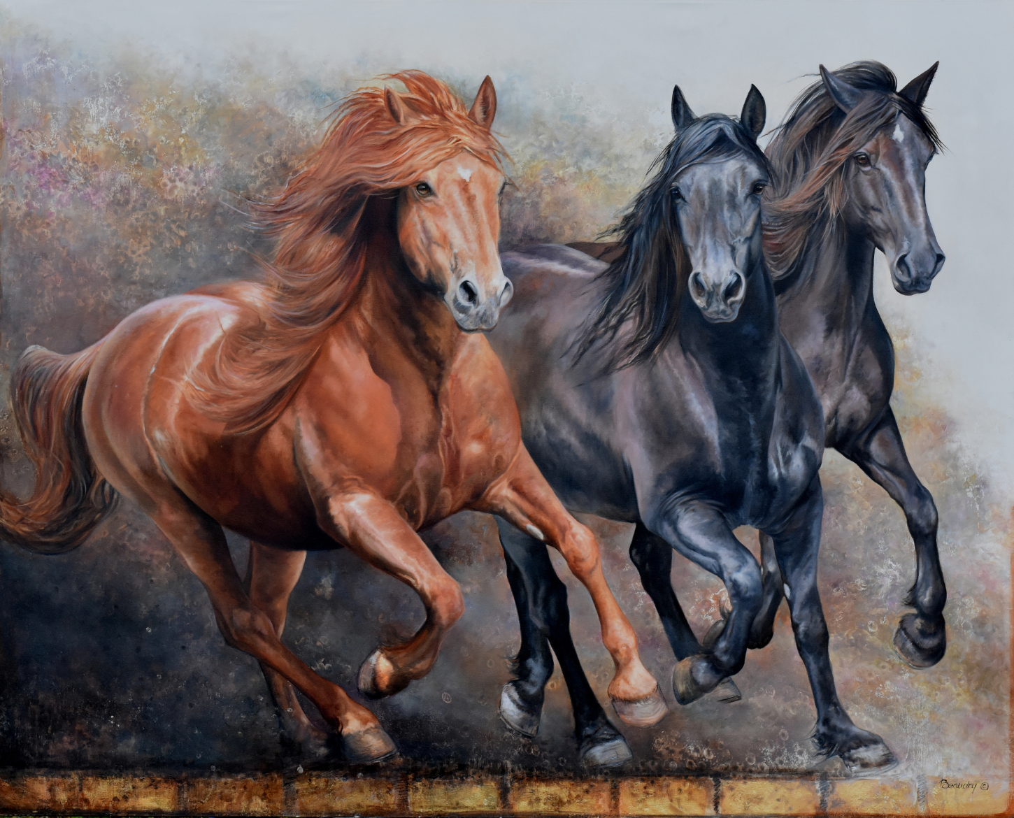 Рыже черная лошадь. Картина лошади. 3 Лошади. Три красивых коня. Три коня картина.