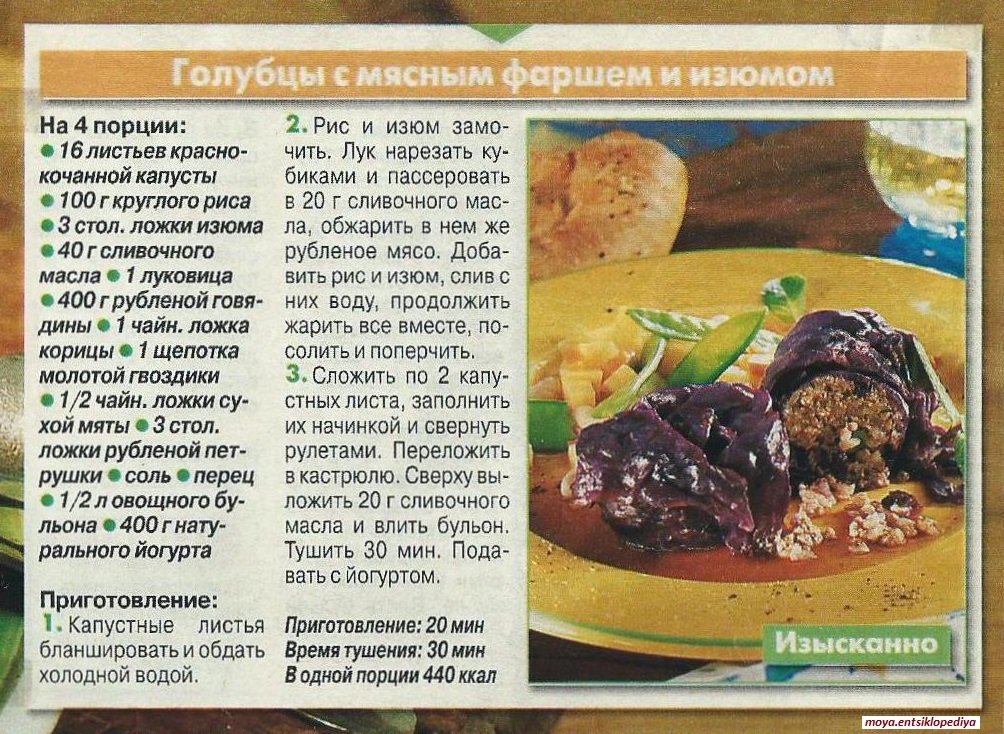 Рецепт картинка с описанием голубцы