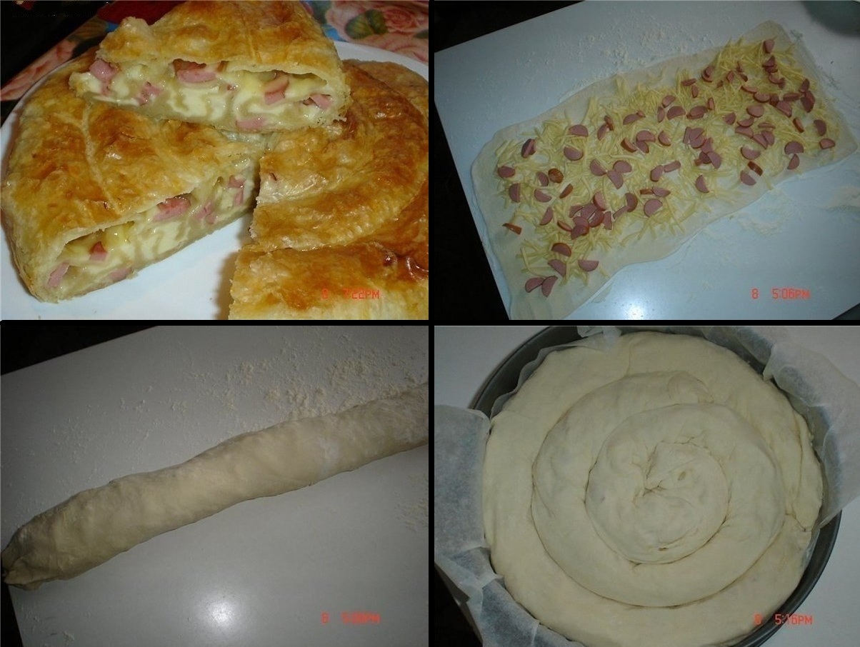 Улитка из слоеного теста с сыром