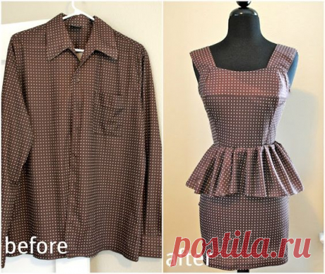 (209) mens shirt refashion. Peplum dress | Fantastisk tøj