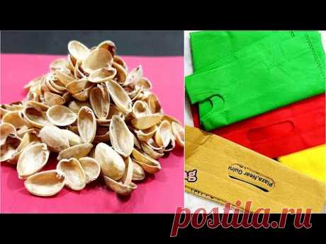 3 Superb Home Decor Ideas using waste pista shells and waste shopping bag - DIY crafts using waste