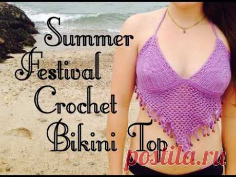 Summer Festival Beaded Crochet Bikini Top Free Pattern - How To Crochet A Bikini - YouTube