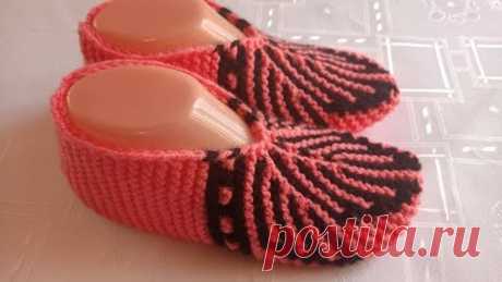 Плетени Терлици #77 - (Knitted Slippers) (Тапочки спицами) (Patik) (Pantufas passo a passo)