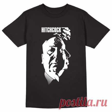 Мужская футболка «Альфред Хичкок. Птицы. Хоррор. Кино. Hitchcock.» цвет черный - дизайнер принта Kaplio