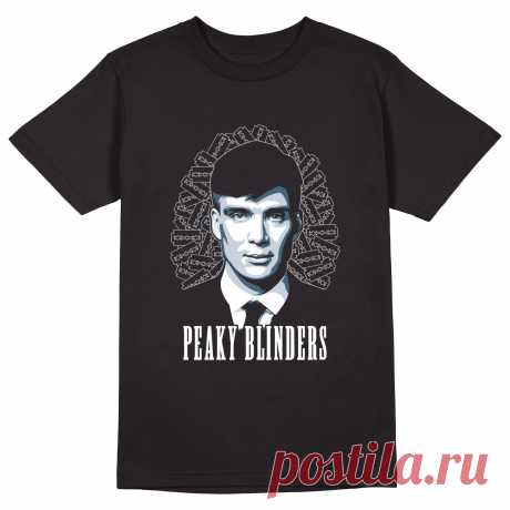 Мужская футболка «Томас Шелби. Острые Козырьки. Peaky Blinders.» цвет черный - дизайнер принта Kaplio