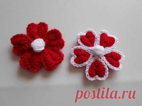 como hacer flor a crochet para san valentin / how to make crochet flower - YouTube