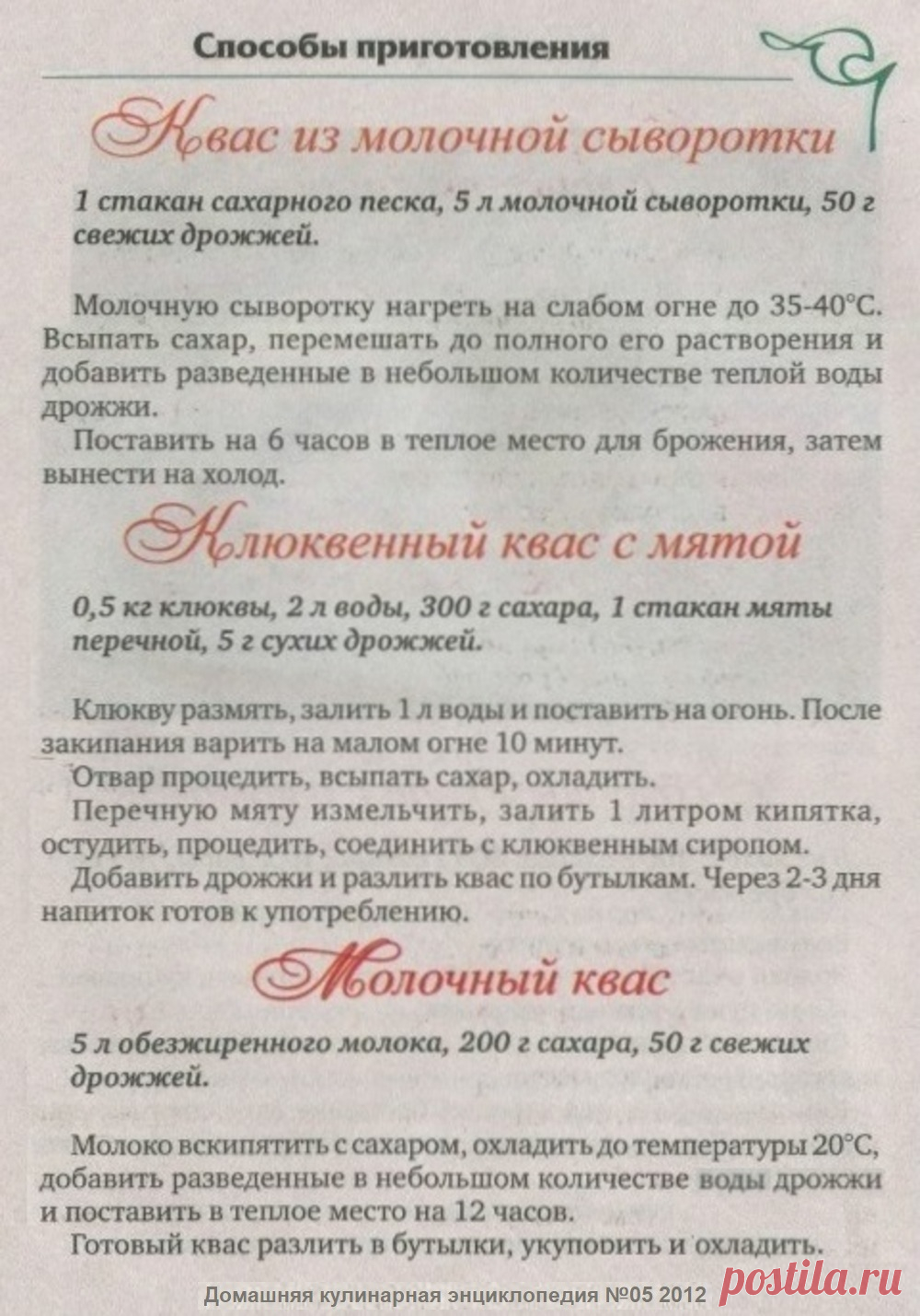 Квас из молочной сыворотки. Клюкввнный квас с мятой. Молочный квас