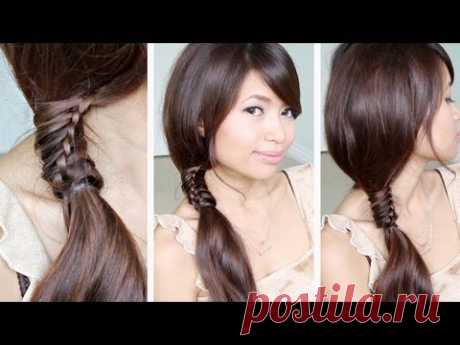 Chinese Staircase Braid Ponytail Hairstyle for Medium Long Hair Tutorial