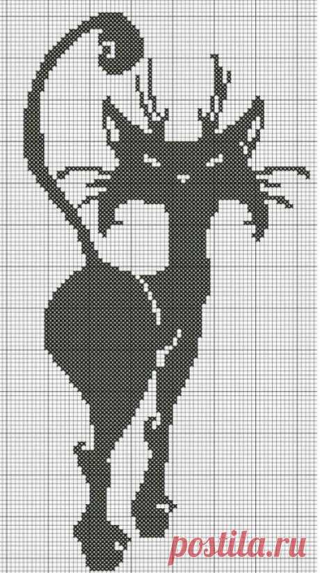 Схемы с котами (кошками) для филейного вязания или жаккарда (подборка). / Вязаные идеи, идеи для вязания