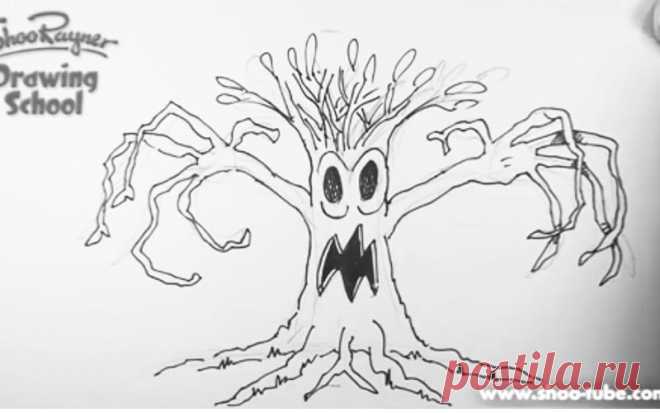 Как нарисовать сказочное злое дерево