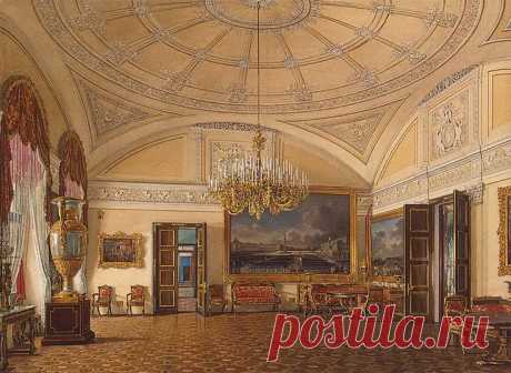 Interiors of the Winter Palace. The First Reserved Apartment. The Large Salon of Grand Princess Maria Nikolayevna and Duke M. Leuchtenberg - Edward Petrovich Hau - Drawings, Prints and Painting from Hermitage Museum | brunhild110 приколол(а) это к доске Interior painting