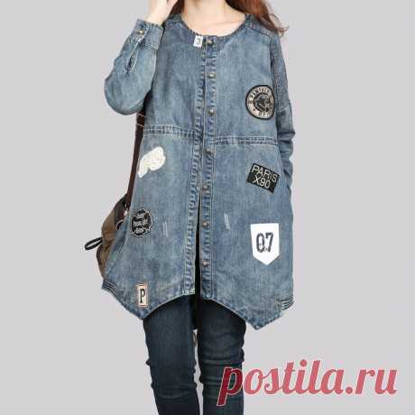 Denim платье Denim рубашка Джинсовая куртка платье плюс по Uotimedress