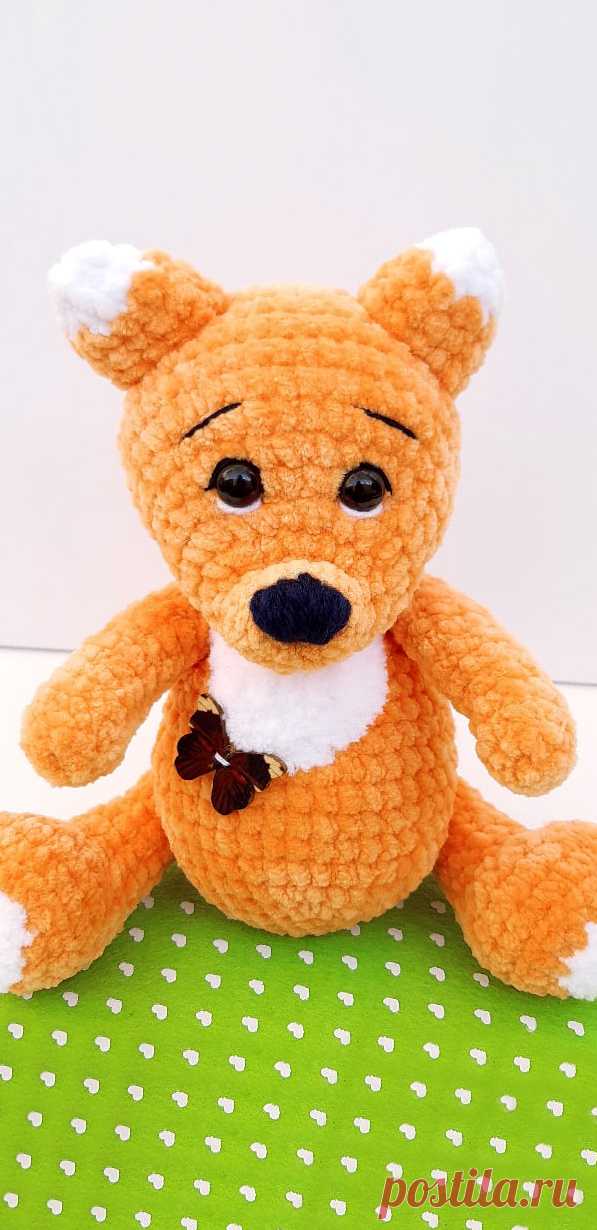 PDF Лисёнок крючком. FREE crochet pattern; Аmigurumi animal patterns. Амигуруми схемы и описания на русском. Вязаные игрушки и поделки своими руками #amimore - Лиса, лисица, лисёнок из плюшевой пряжи, плюшевая лисичка.