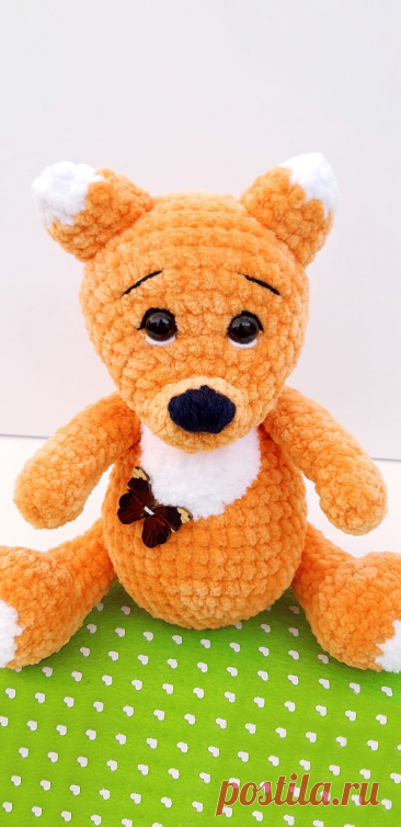 PDF Лисёнок крючком. FREE crochet pattern; Аmigurumi animal patterns. Амигуруми схемы и описания на русском. Вязаные игрушки и поделки своими руками #amimore - Лиса, лисица, лисёнок из плюшевой пряжи, плюшевая лисичка.