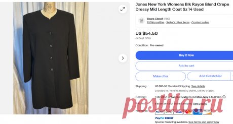 Jones New York Womens Blk Rayon Blend Crepe Dressy Mid Length Coat Sz 14 Used | eBay