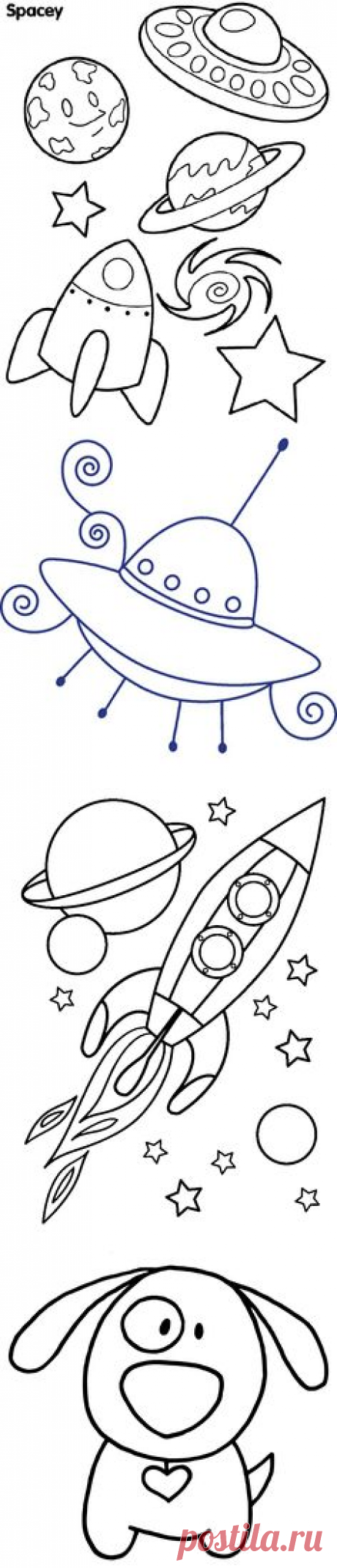 (161) Digital Stamp - Space Rocket Spaceship - Printable Line Art for Card & Craft Supply. Digital image. Clipart Commercial Use